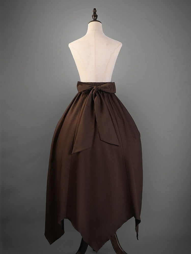 Brown Corset Belt High Waist Steampunk Lolita Drawstring Skirt
