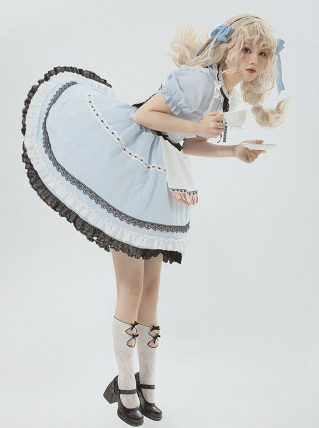 Apron Girl Sweet Dress Check + Bunny