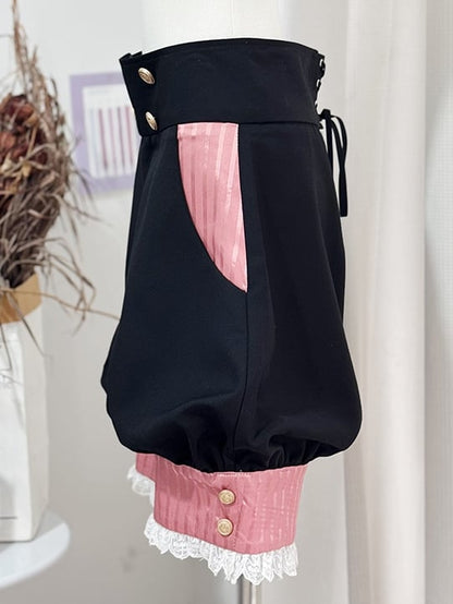 + Zirkusweste und schwarz-rosa Lolita-Blazer mit Kragen-Vibes Ouji