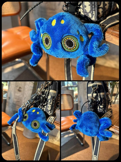 Sapphire Blue Octopus  Gothic Plush Key Chain Charm