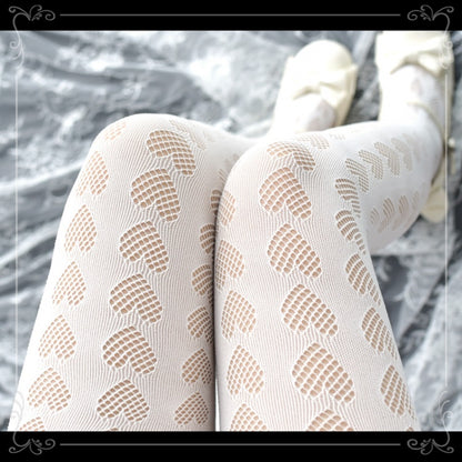 Black / White Heart Pattern Tights