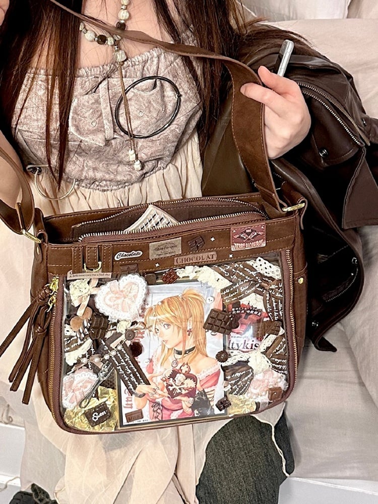 Dark Brown Wasteland Punk Large Volume Ita Bag