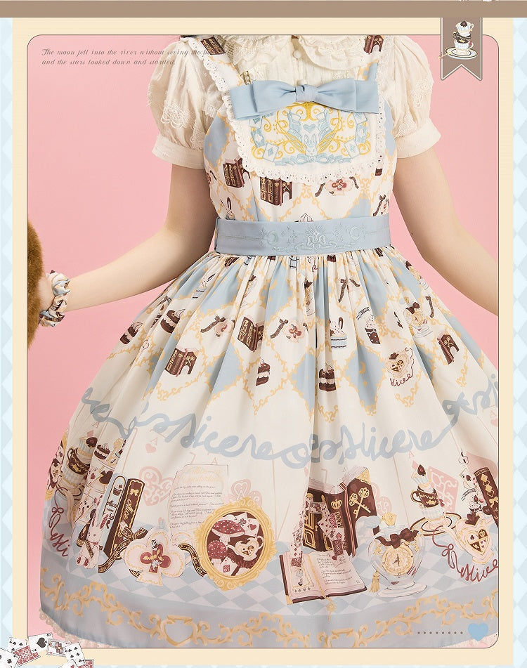 Robe Lolita taille haute à imprimé lapin Alice au pays des merveilles