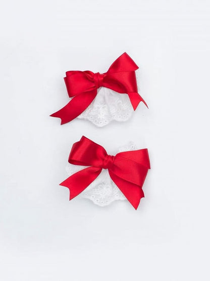 / Hairclip Blue Bowknot Red