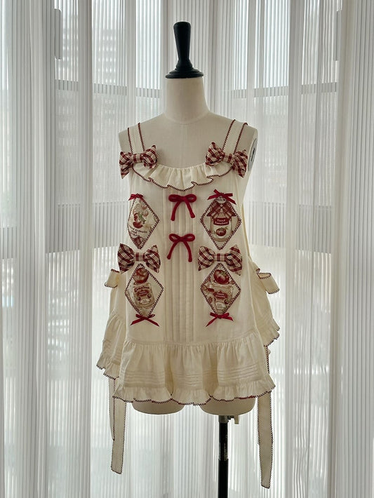 Tomatenschürze Beige Print Lolita Konserviert