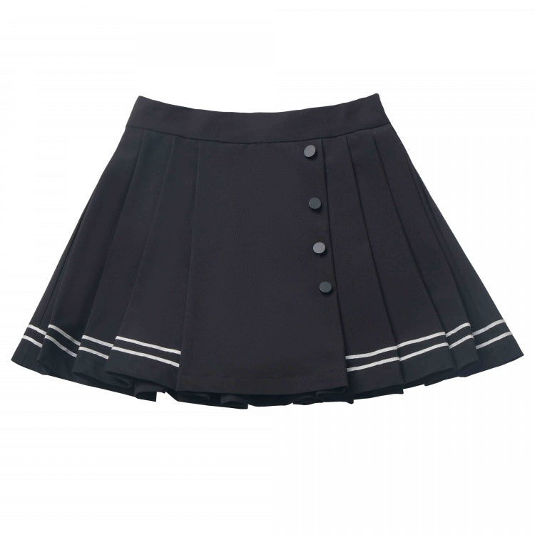 High Waist Black Preppy Pleated Short Skirt