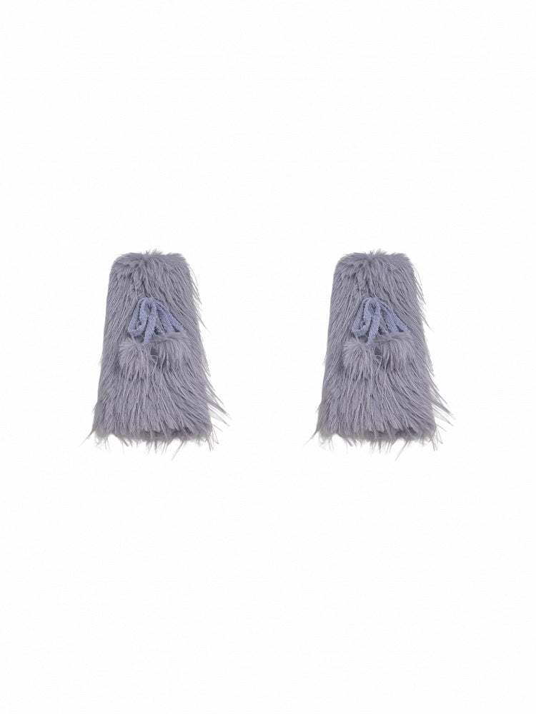 Jambières noires/blanches/violettes à nœuds et pompons style années 2000