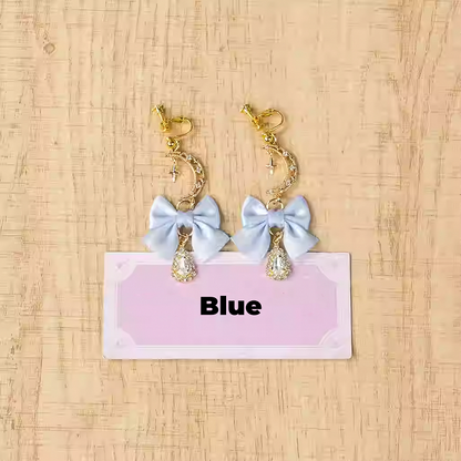Bow Moon Ohrclips Jirai Kei Pink/Pink/Blau/Schwarz Weiß/Dusty