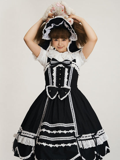 Trim Old Black Jumper Hem School Edge Dress Scalloped Skirt Lolita