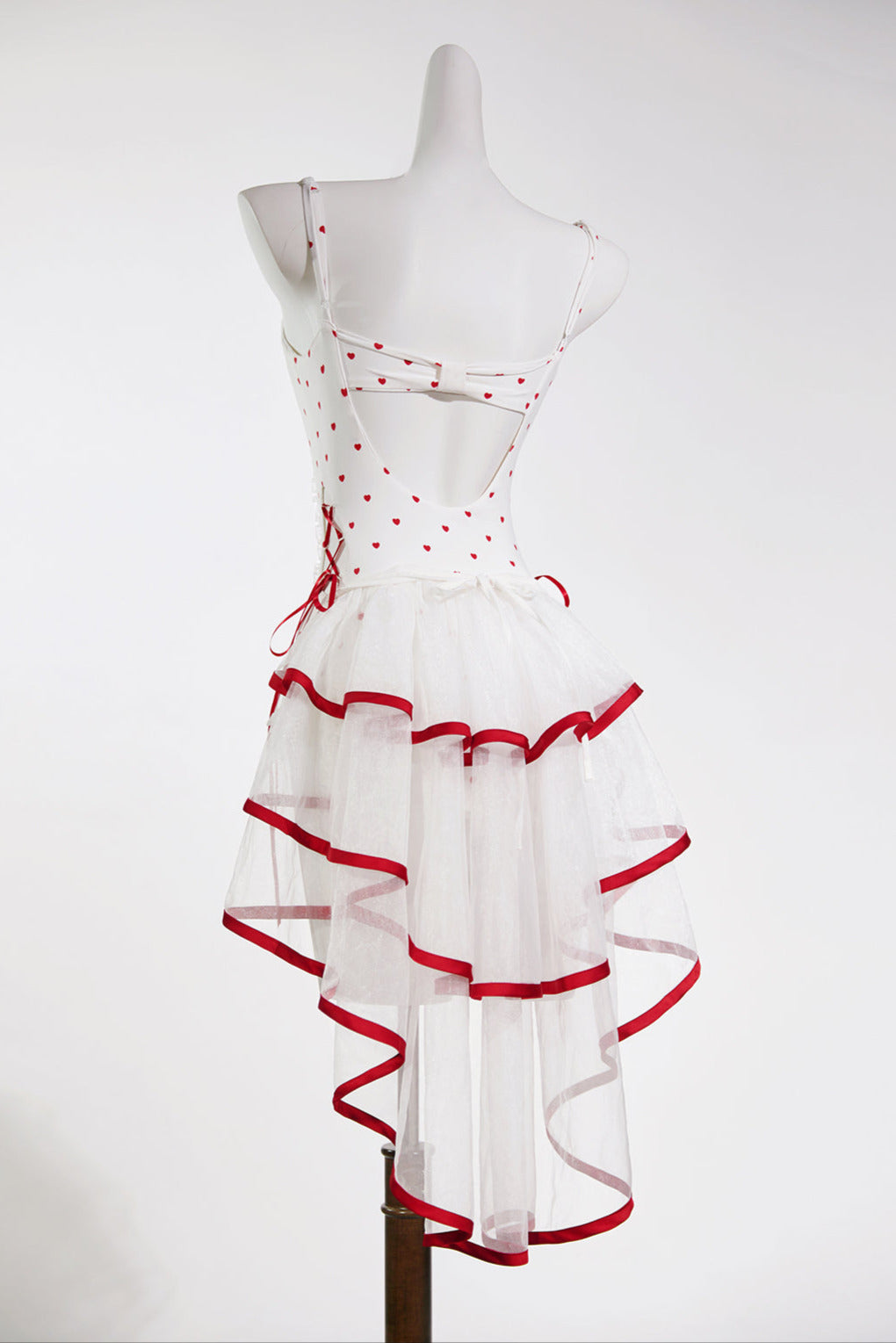 Ribbon Setup Trailing Swimsuit Heart Cute Red