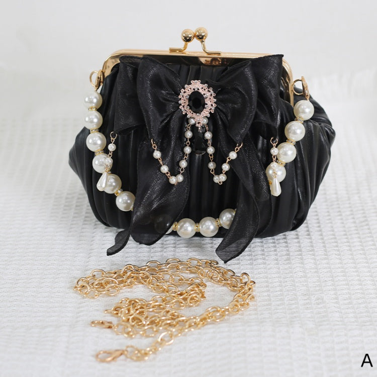 Handmade Bowknot Black White Vintage Bag