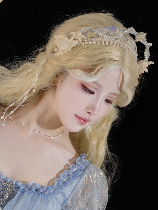 Seashell Embellished Bead and Mermaid Crown Conch