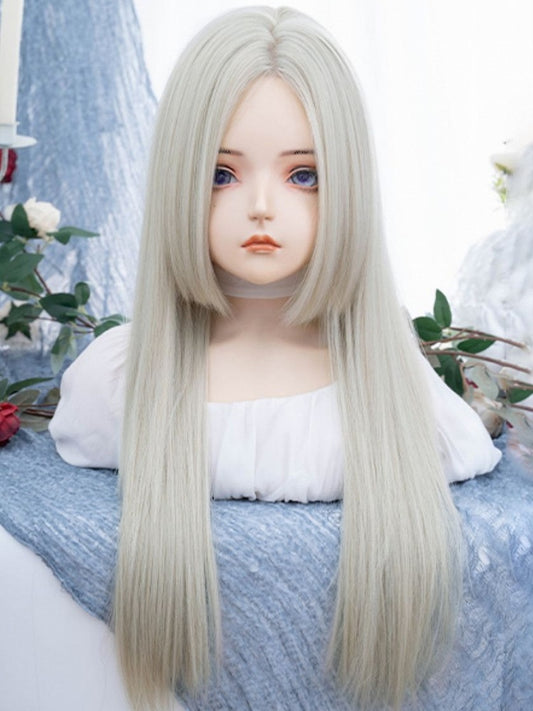 Blonde Hime Cut Long Straight Synthetic Wig