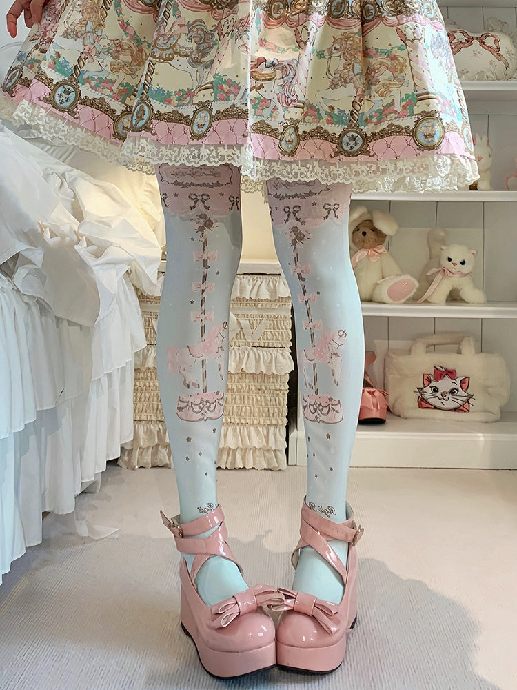 Carousel Print Sweet Lolita Tights