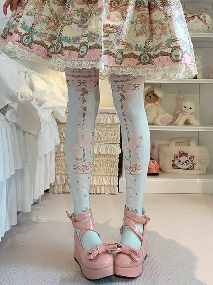 Carousel Print Sweet Lolita Tights