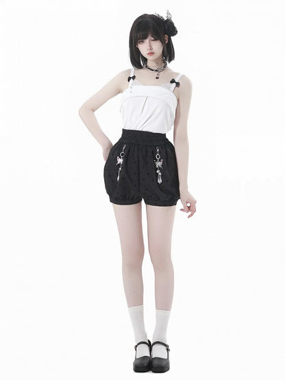 Style Knit Cami Top White Bowknot Details Cheongsam
