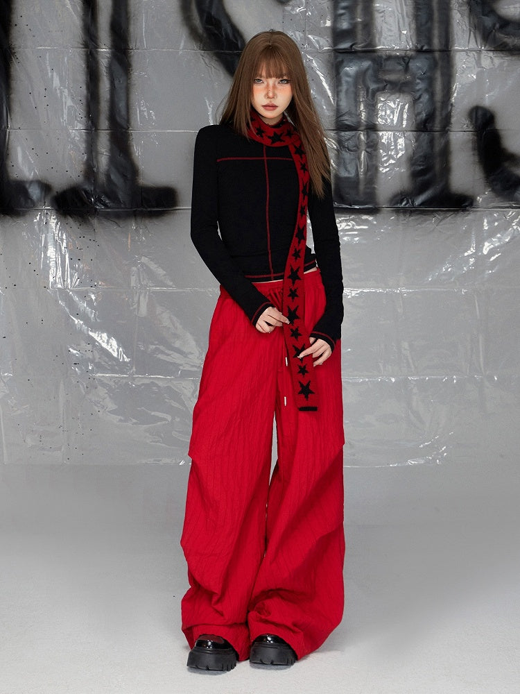 Red Wide-leg Cut Pants