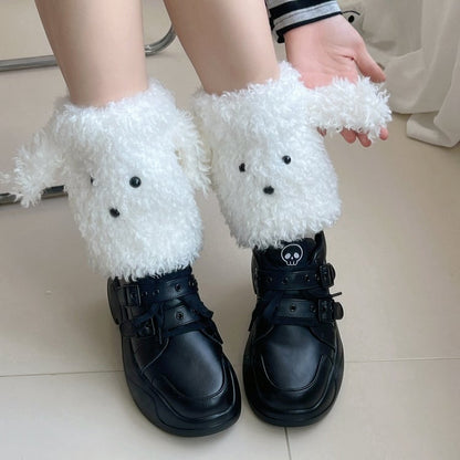 Cute White/Khaki/Grey/Brown Y2K Puppy-shaped Leg Warmers