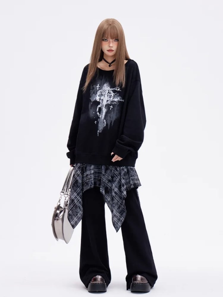 Black Wide-Leg Cut Pants
