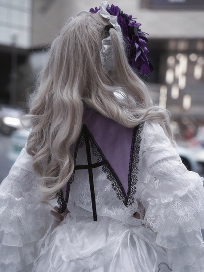 Purple Gothic Lolita Pointed Collar with Cross Chain Decoration