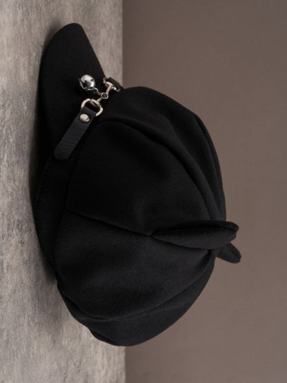 Hut Katze Schnalle Ohr Schwarz Design Gothic Glocke Charme Baskenmütze