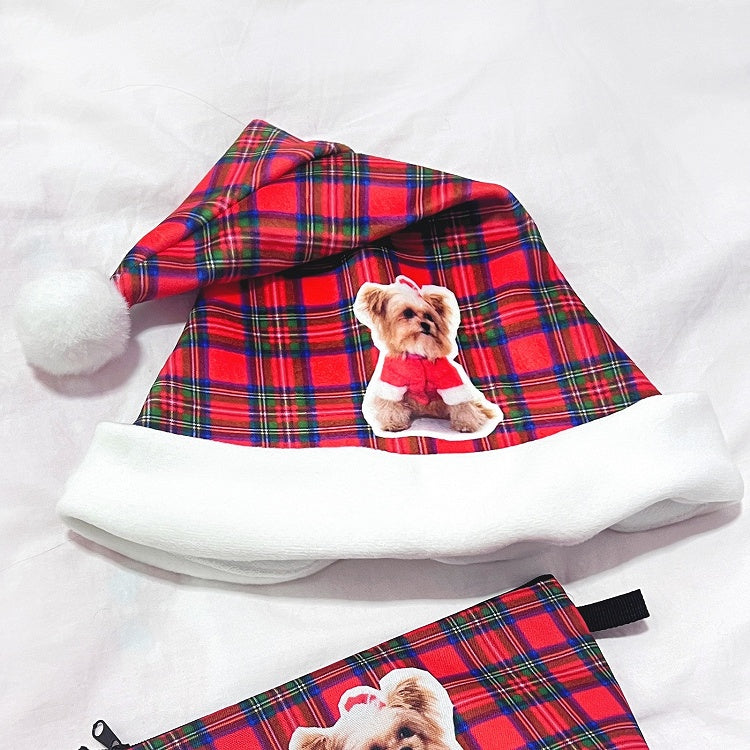 Plaid Puppy Hat Muster Druck Weihnachten Rot