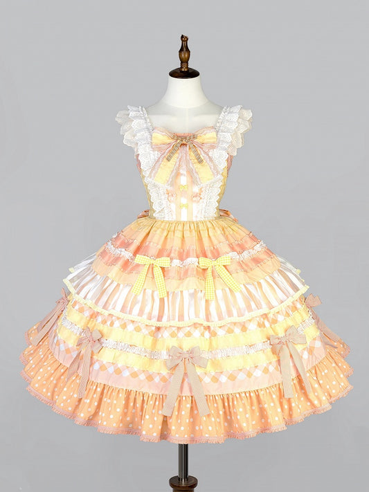 Cake Accents Persimmon Lolita Tiered Bow Orange Sweet Dress Skirt