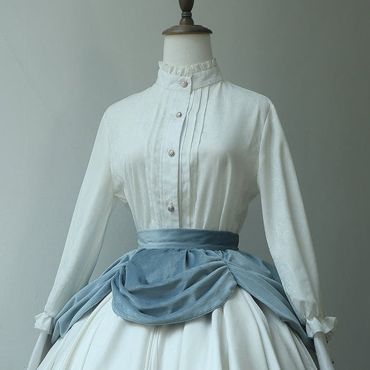 Bishop Plissee-Hemd mit weißen Lolita-Details an den Ärmeln