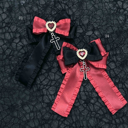 Black Red Halloween Jirai Kei Bowknot Hairclips