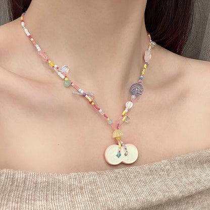 Apple Pink Y2K Beaded Necklace /Green