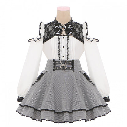 White Lace Trim Cutout Shoulder Jirai Kei Blouse