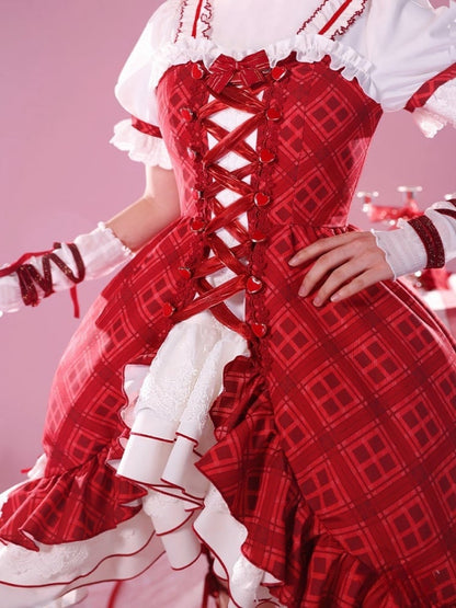 Shugo Chara Hinamori Amu Red Plaid Dress Lolita-Style Cosplay Costume