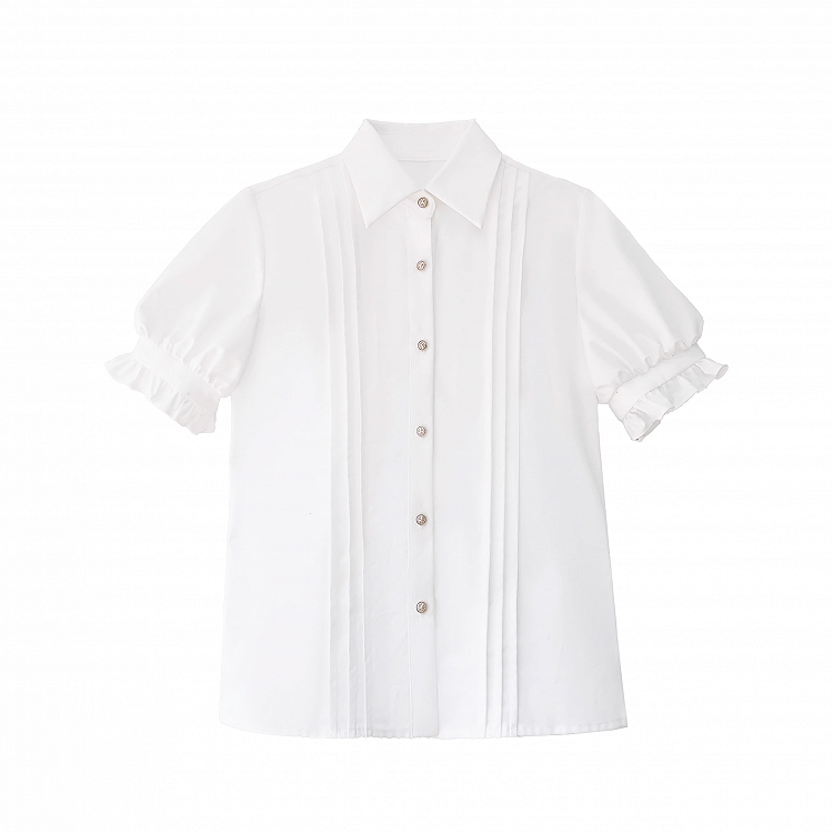 Bluse mit Puffärmeln und Faltendetails Weiß