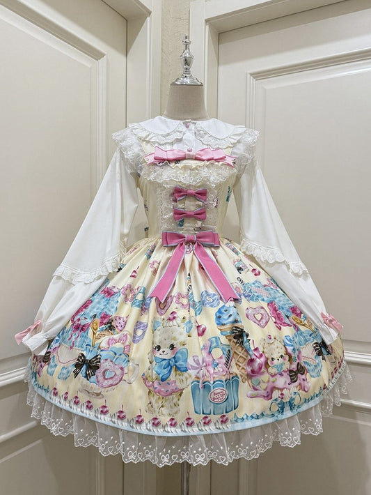 Skirt Print Teddy Lolita Jumper and Yellow Sweet Cream Ice