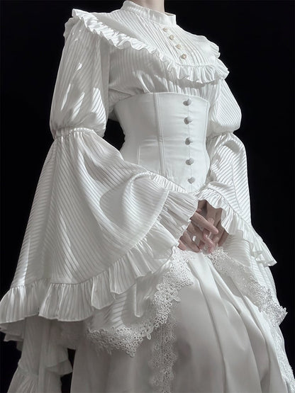 Bust Gothic Waist Under Lolita White Skirt Boned High Aristocrat Corset