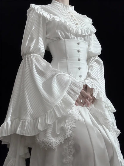 Gothic Skirt White Aristocrat Bust Lolita Boned Waist Under Corset High
