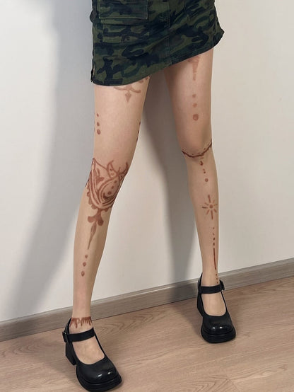 Tattoo Design Y2K Nude Tights Print