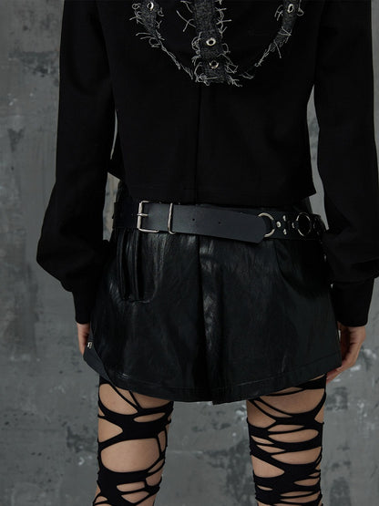 PU Belt with Handcuff Detail Studded Black Punk
