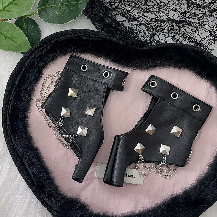 PU Nieten Schwarze Handschuhe Design Leder Punk