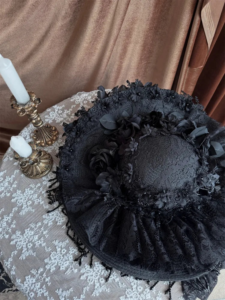 Magnifique chapeau gothique lolita noir foncé