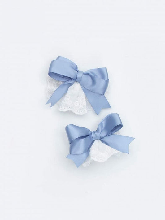 / Hairclip Blue Bowknot Red