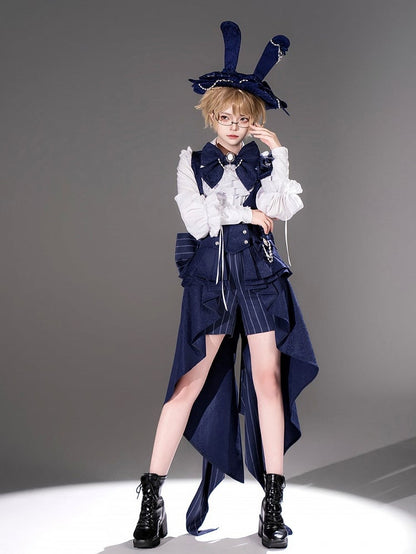 Train Bowknot Peplum Blue Tail Bunny Straps Corset with Royal Swallow Theater