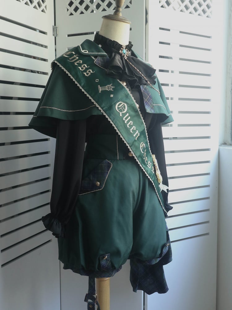 Slytherin Green Ouji Lolita Set Cape + High Waist Shorts