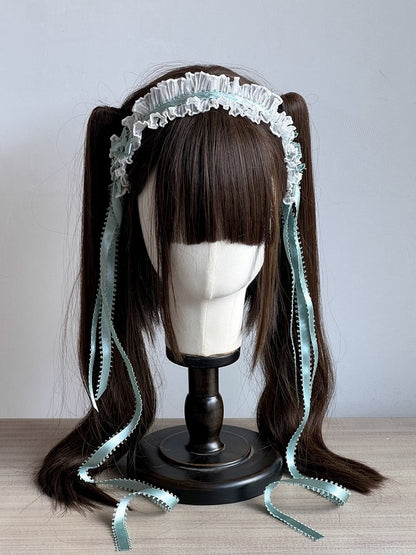Lolita with Lace Hairband Blue/Light Ruffled White Pink/Gray/Green