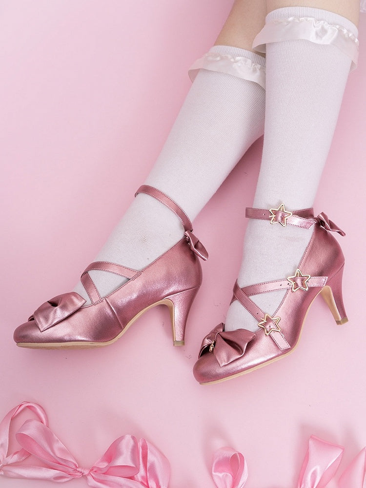 Lolita Sweet Accents - Bow Deep Schuhe Pink cm 6,5