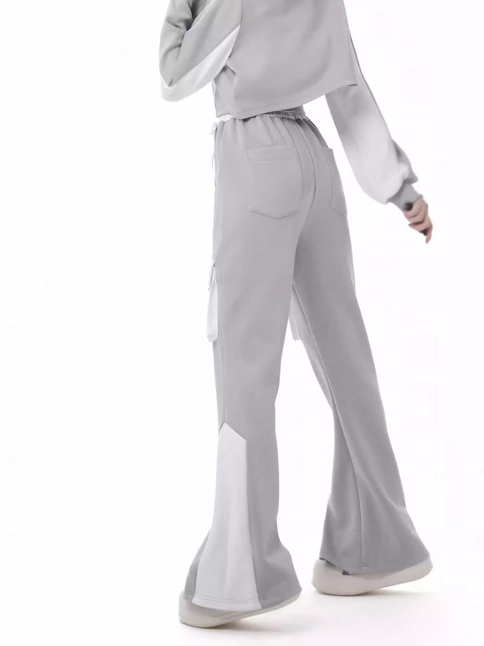 Waist Grey Design High White Colorblock Glamorous Flared Pants