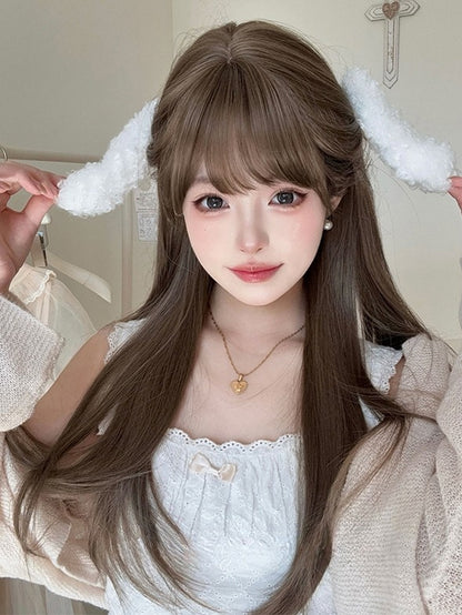 71 CM Straight Wig Brown Bangs Length With Air