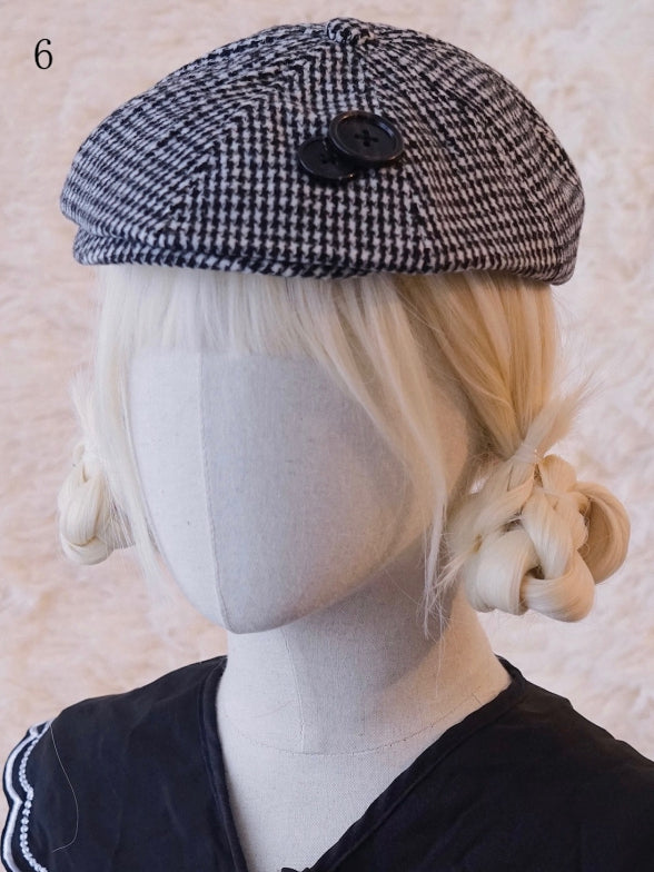 Black Button Decorated Hat Beret