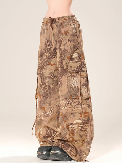 Snake Bittersweet Brown Wide-leg Print Pants Cargo Cut Scale