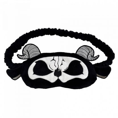 Masque de sommeil gothique en peluche noir et blanc avec motif Faucheuse